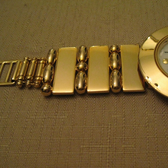 BONETTO Watch Wide Gold Tone BRACELET Watchband - Picture 3 of 8